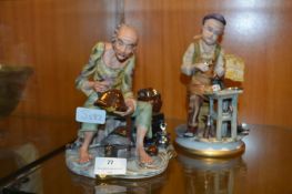 Two Cesare Villari Porcelain Figurines - Metalwork