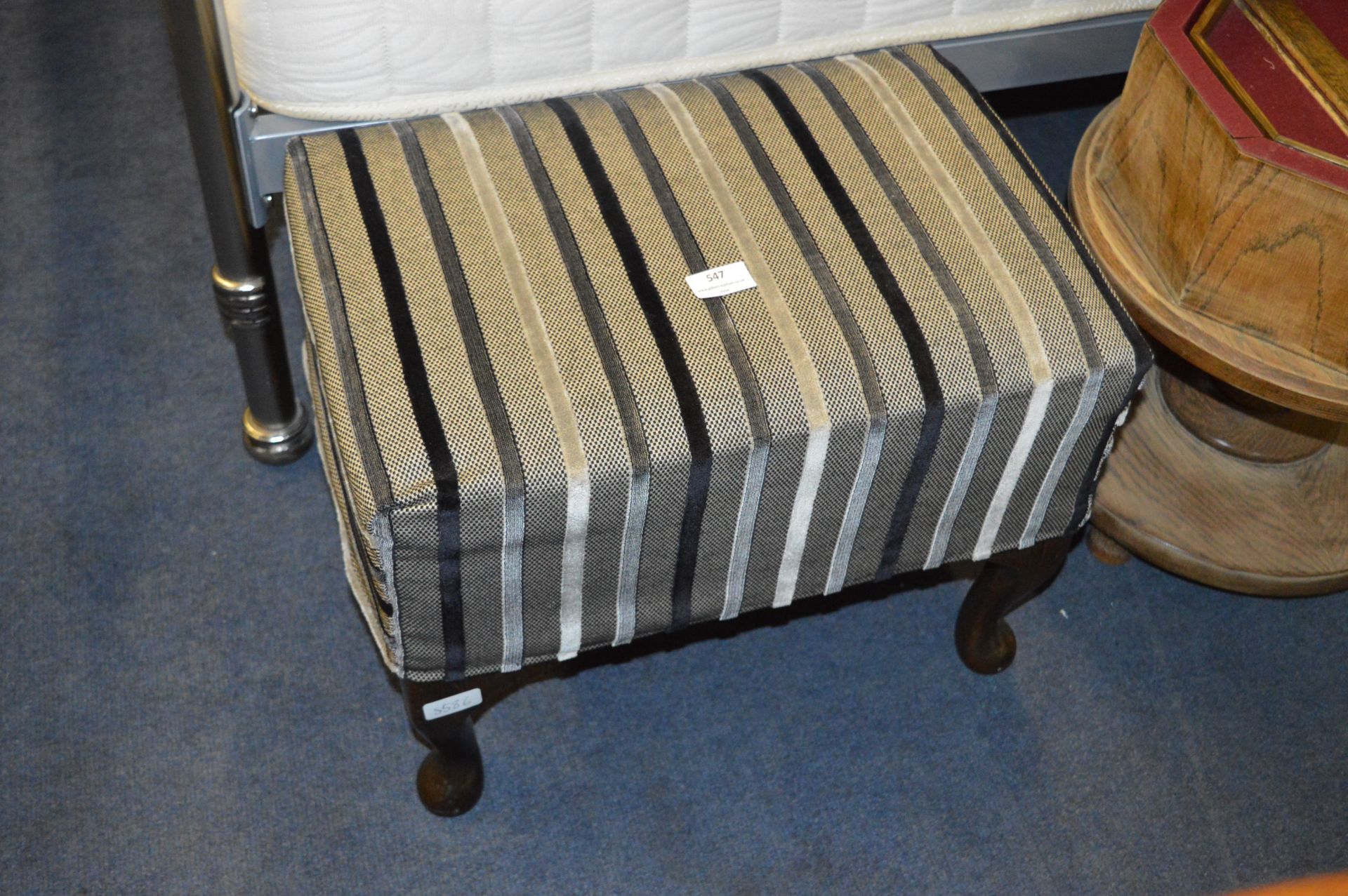 Upholstered Stool on Cabriole Legs