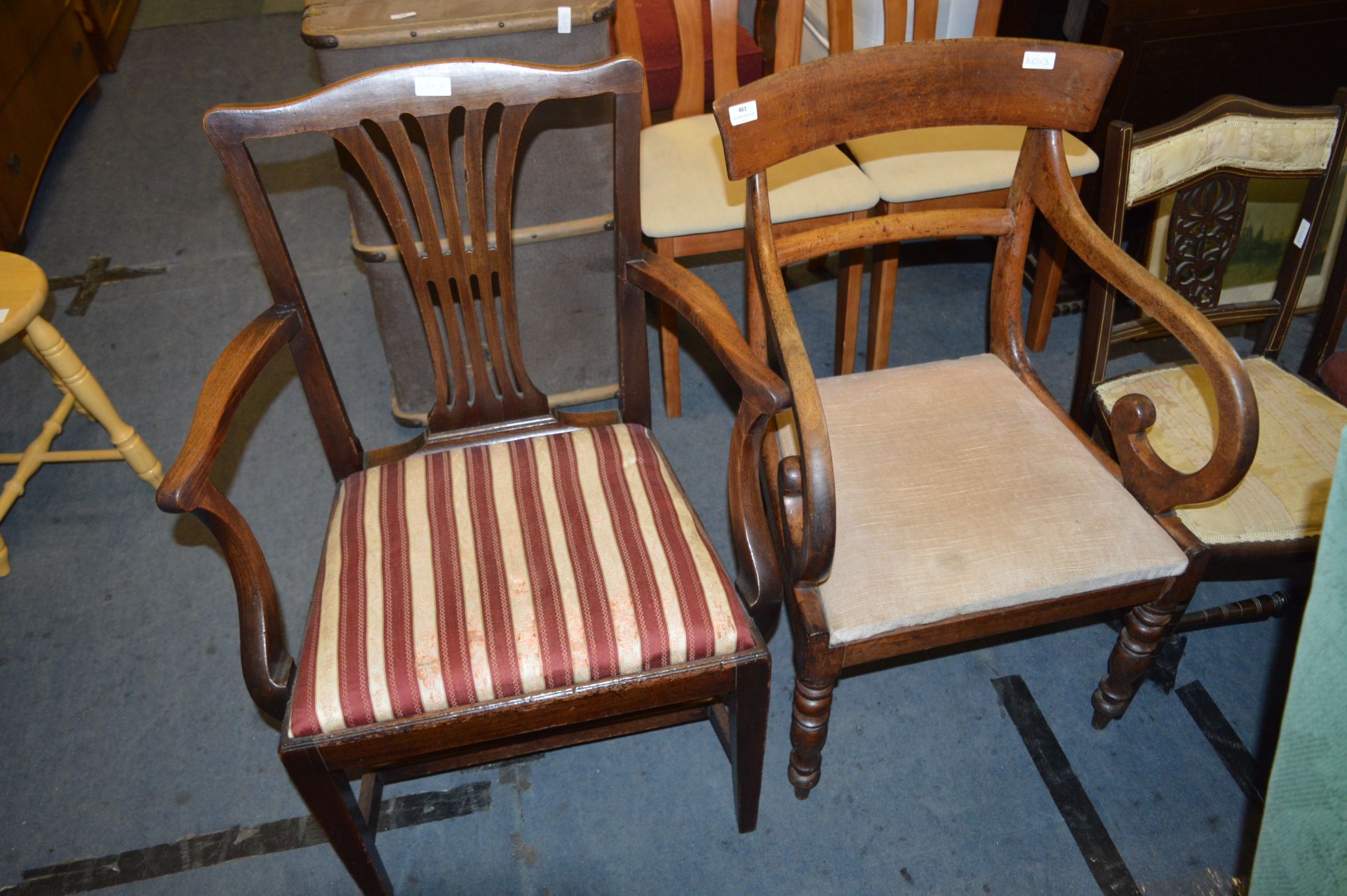 Victorian Mahogany Armchair and a Reproduction Arm