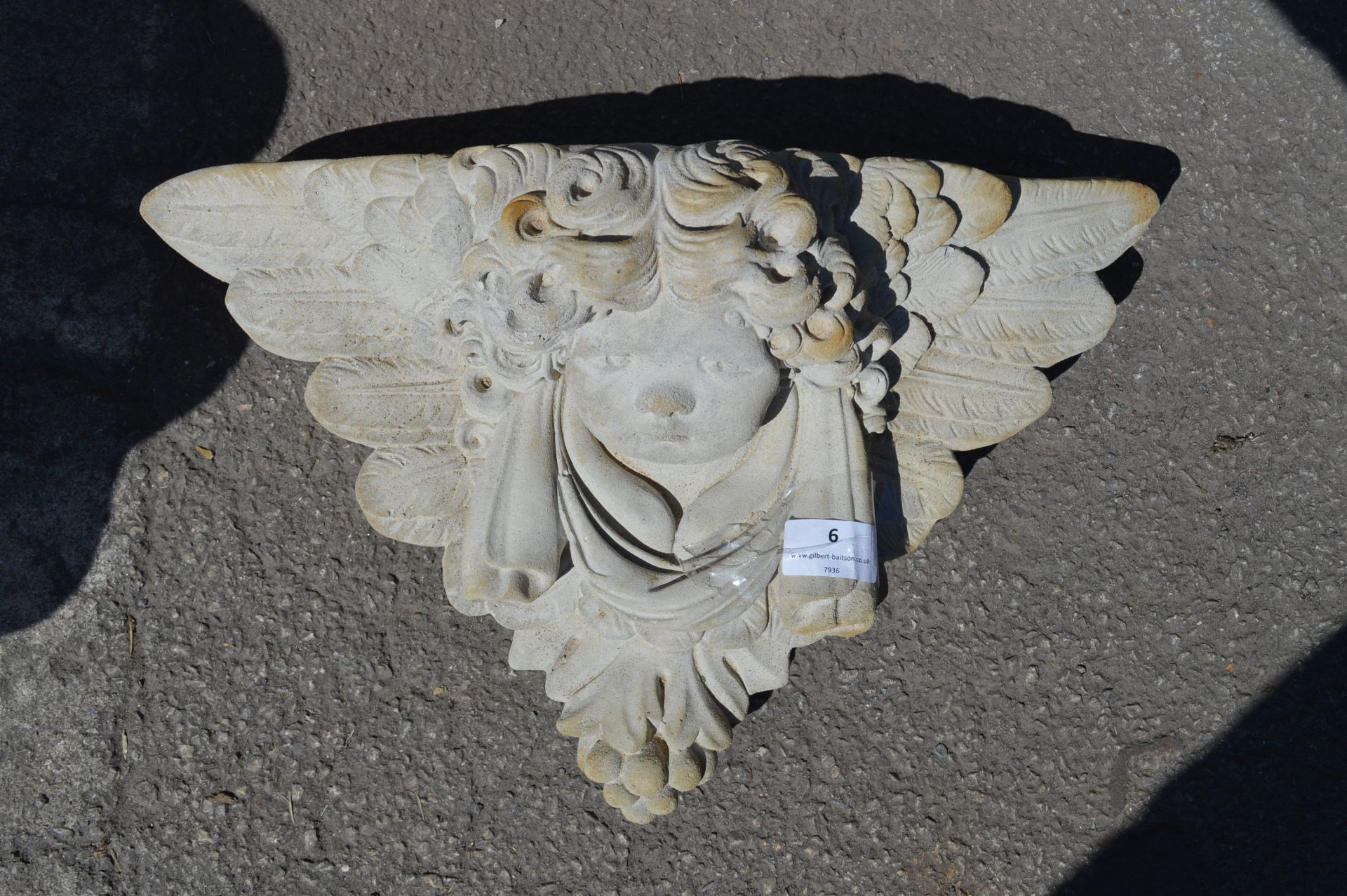 Reconstituted Limestone Cherub Wall Planter