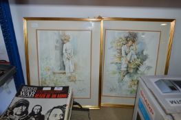 Pair of Gilt Framed Prints - Mischief