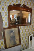Mahogany Framed Wall Mirror and Victorian Oak Fram