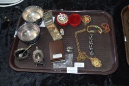 Tray of Costume Jewellery, Silver Plated Condiment