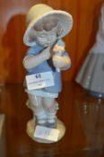 Nao Porcelain Figurine - Young Girl with Flower Po