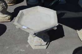 Reconstituted Limestone Hexagonal Birdbath