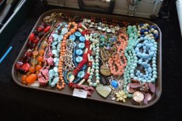 Tray of Costume Jewellery Beaded Necklaces
