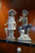 Two Nao Porcelain Figurines - Boy & Girl