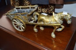 Heavy Brass Shire Horse with Cart