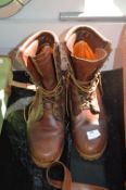 Pair of Vibram Leather Boots Size:9.5