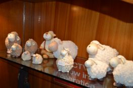 Collection of Pottery Sheep Ornaments