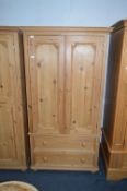 Pine Double Door Wardrobe with Two Drawer Base