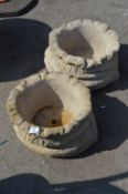 Pair of Large Reconstituted Limestone Planters in