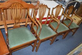 Set of Four Mahogany Dining Armchairs with Droppin