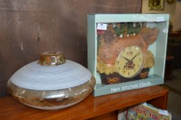 Hen Kitchen Clock and a Glass Light Shade