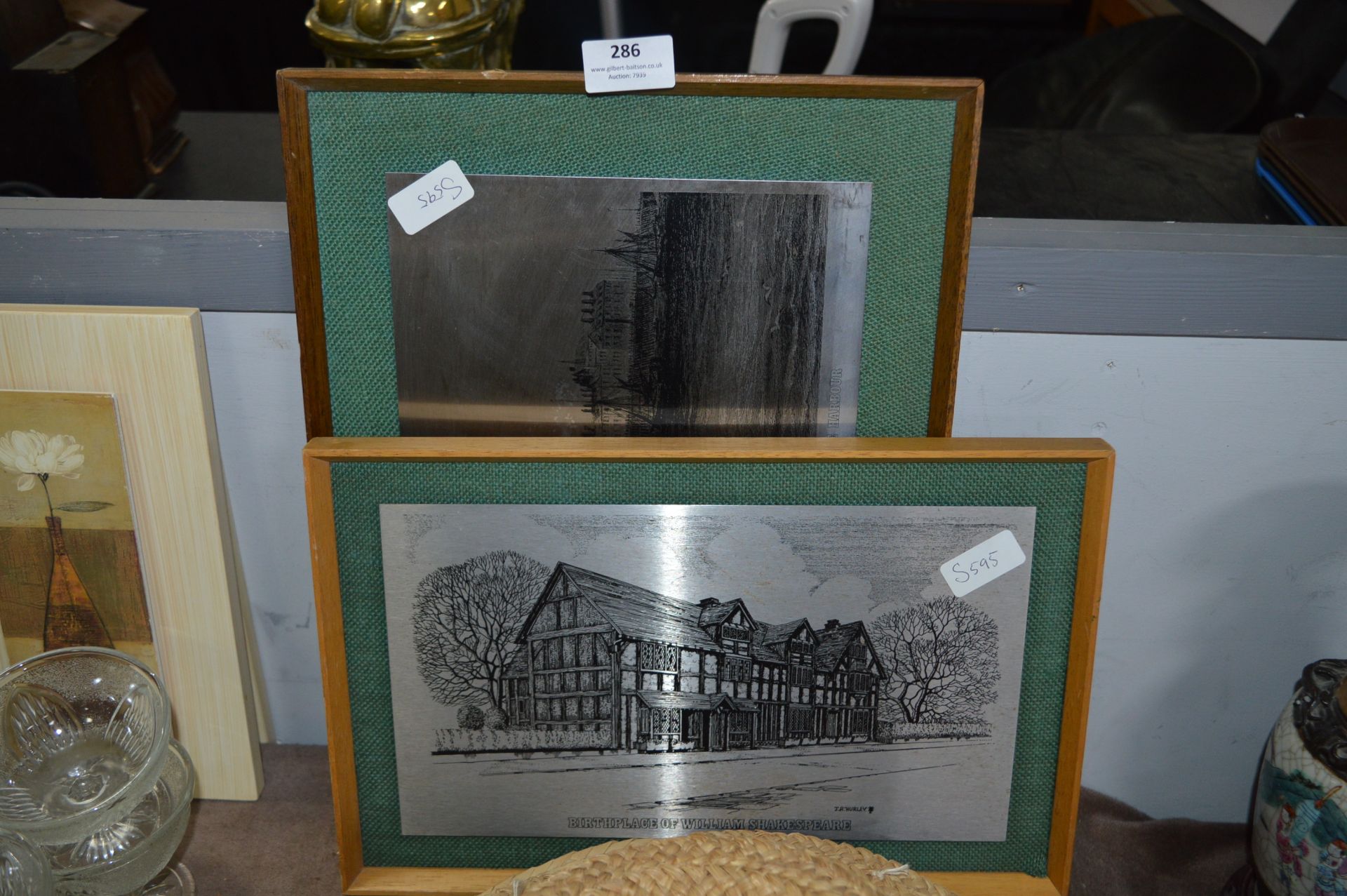 Two Engraved Metal Prints - Hull Pier and William