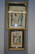 Pair of Gilt Framed Egyptian Paintings on Papyrus