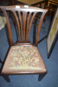 Single Oak Slatback Dining Chair with Needlework S