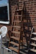 Eight Tread Folding Wooden Steps