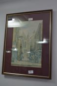 Framed Coloured Print - Minster Gates, York by Ala