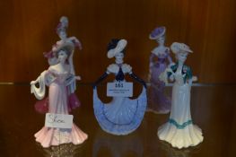 Five Coalport Figurines - Ladies of Epsom