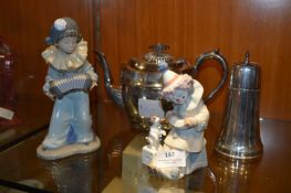 One Nao and One Lladro Figurines, Silver Plated Te