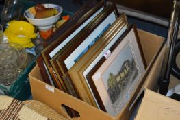 Box Containing Assorted Framed Prints