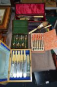 Assorted Cased Cutlery Sets Including Carving Sets