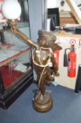 Large Bronze Cherub Lamp