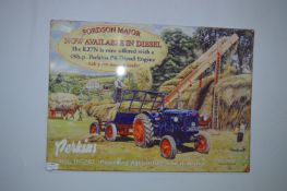 *PRINTED METAL SIGN - PERKINS DIESEL ENGINE FORDSON TRACTOR