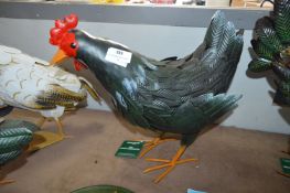 *PAINTED METAL GARDEN DECORATION - HEN