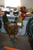 *PAINTED METAL GARDEN DECORATION - HEN