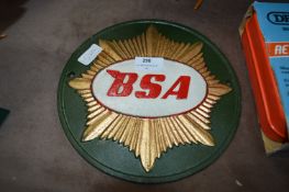 *CAST METAL SIGN - BSA