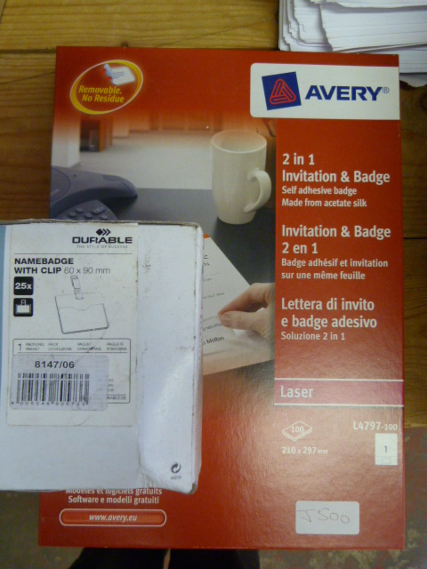 Box of 2-in-1 Avery Label Kits and a Box of Name T
