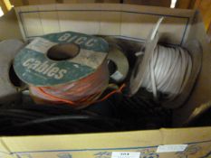 Large Box Containing Spools of Assorted Cable and