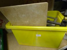 Box of Assorted Tools Including Tile Cutter, Trowe