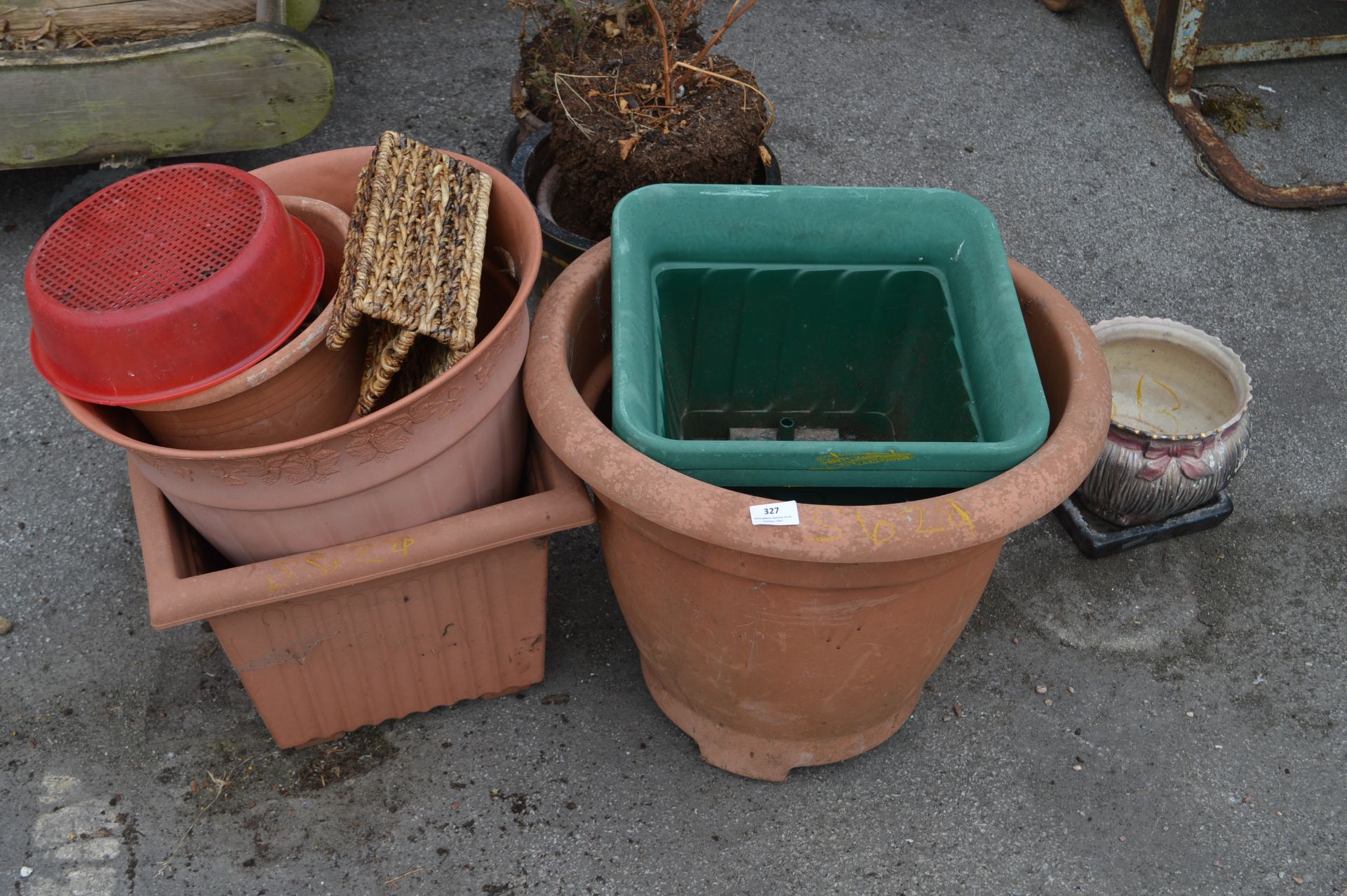 Selection of Glazed and Plastic Large Plant Pots