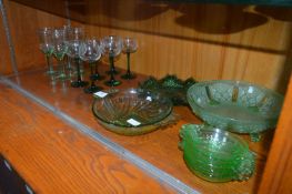 Green Glass Fruit Bowls, Drinking Glassware and Su
