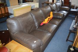 Brown Leatherette Three Seat and Two Seat Sofas