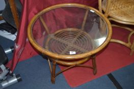 Cane Circular Glass Topped Coffee Table
