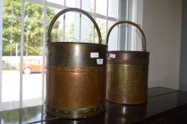 Brass & Copper Bound Coal Buckets