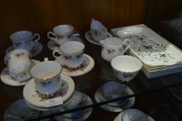 Pink Floral Patterned Tea Ware and a Coalport Side