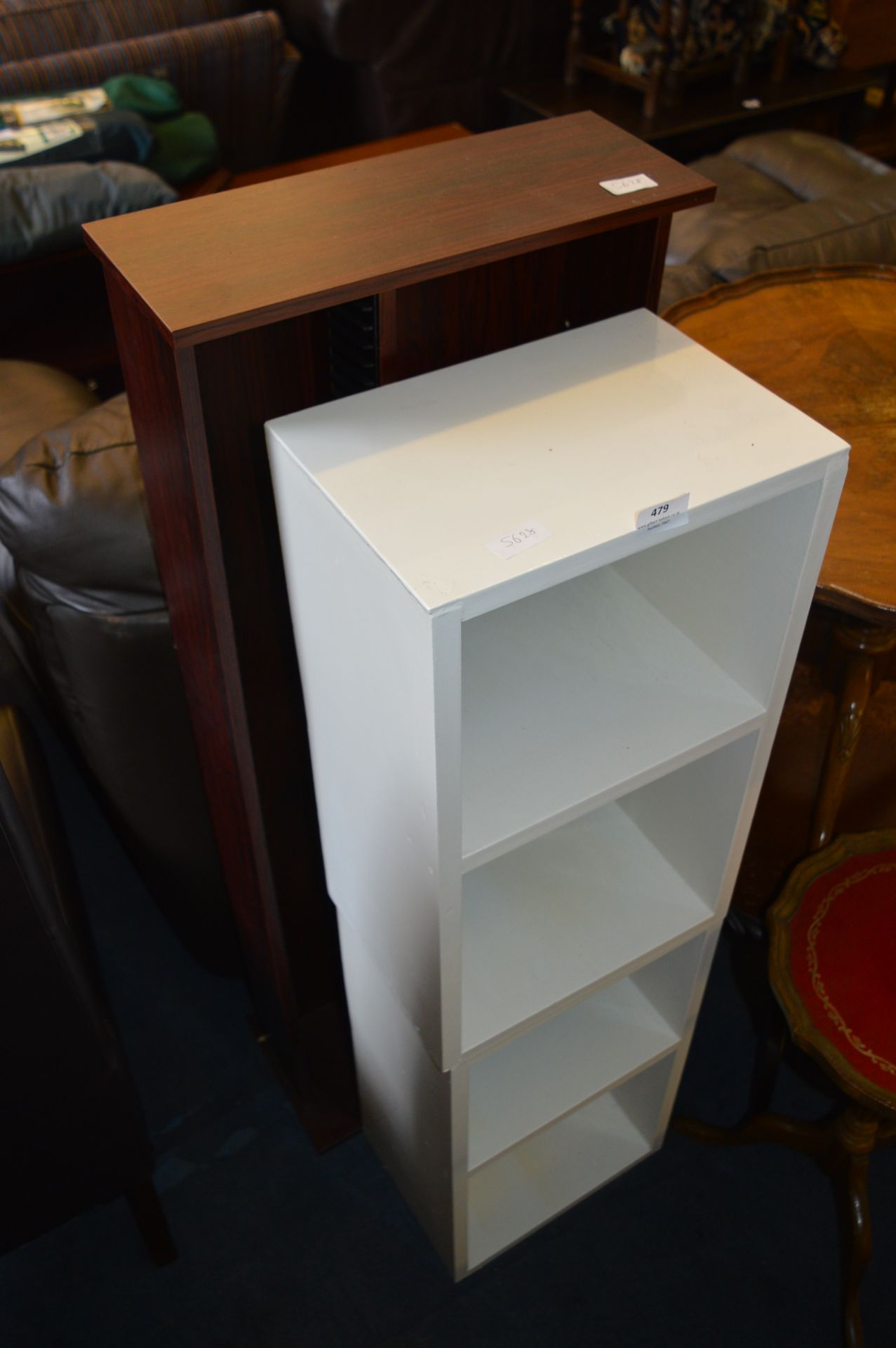 Pair of White Painted Two Height Bookshelves