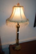 Two Antique Bronze Style Table Lamps with Shades