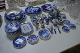 Blue & White Pottery Including Delft, Meat Plates,