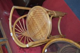 Cane Tub Armchair with Wicker Seat