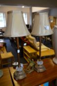 Pair of Brass Effect Table Lamps with Shades