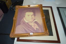 Two Framed Prints - Mozart and Beethoven