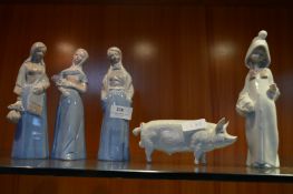 Collection of Ornament Including Beswick Pig, Llad