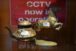 Brass Horse Figurine and a Small Decorative Brass