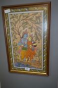 Framed Painting on Cotton - Indian Deities